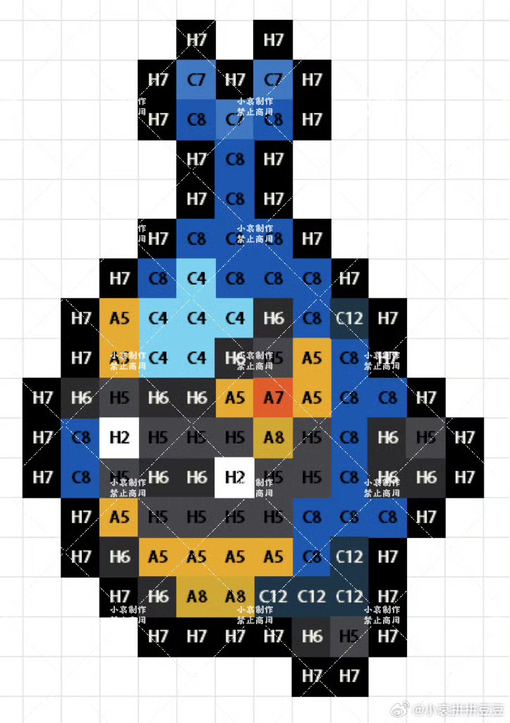 宝可梦拼豆图纸 第五代156只（色号Mard）