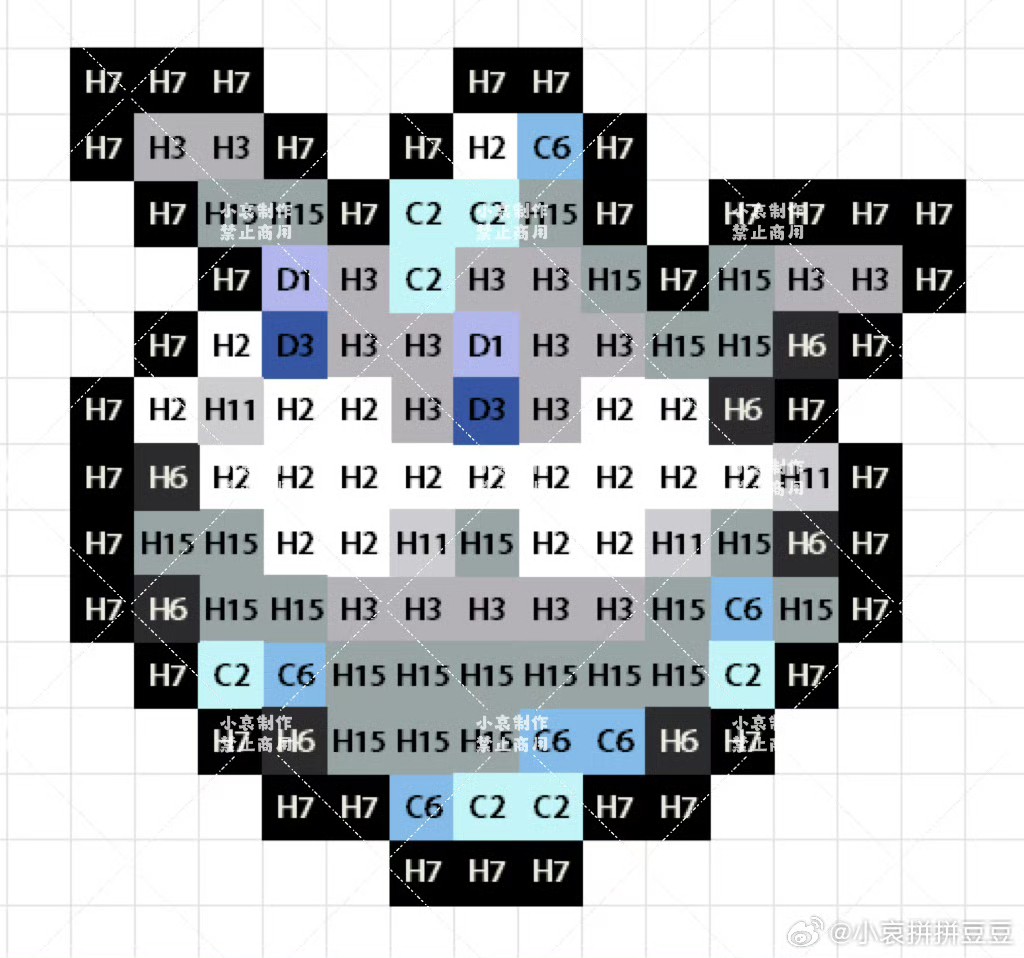 宝可梦拼豆图纸 第六代72只（色号Mard）