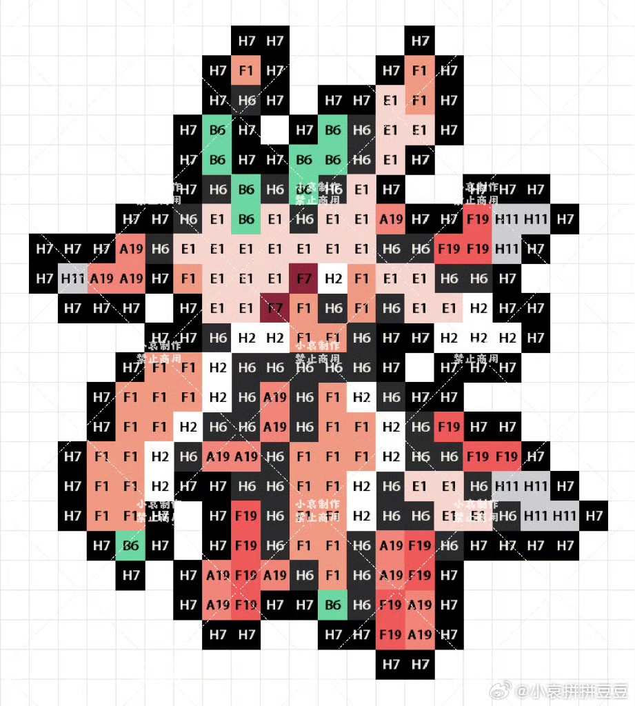 宝可梦拼豆图纸 第七代88只（色号Mard）