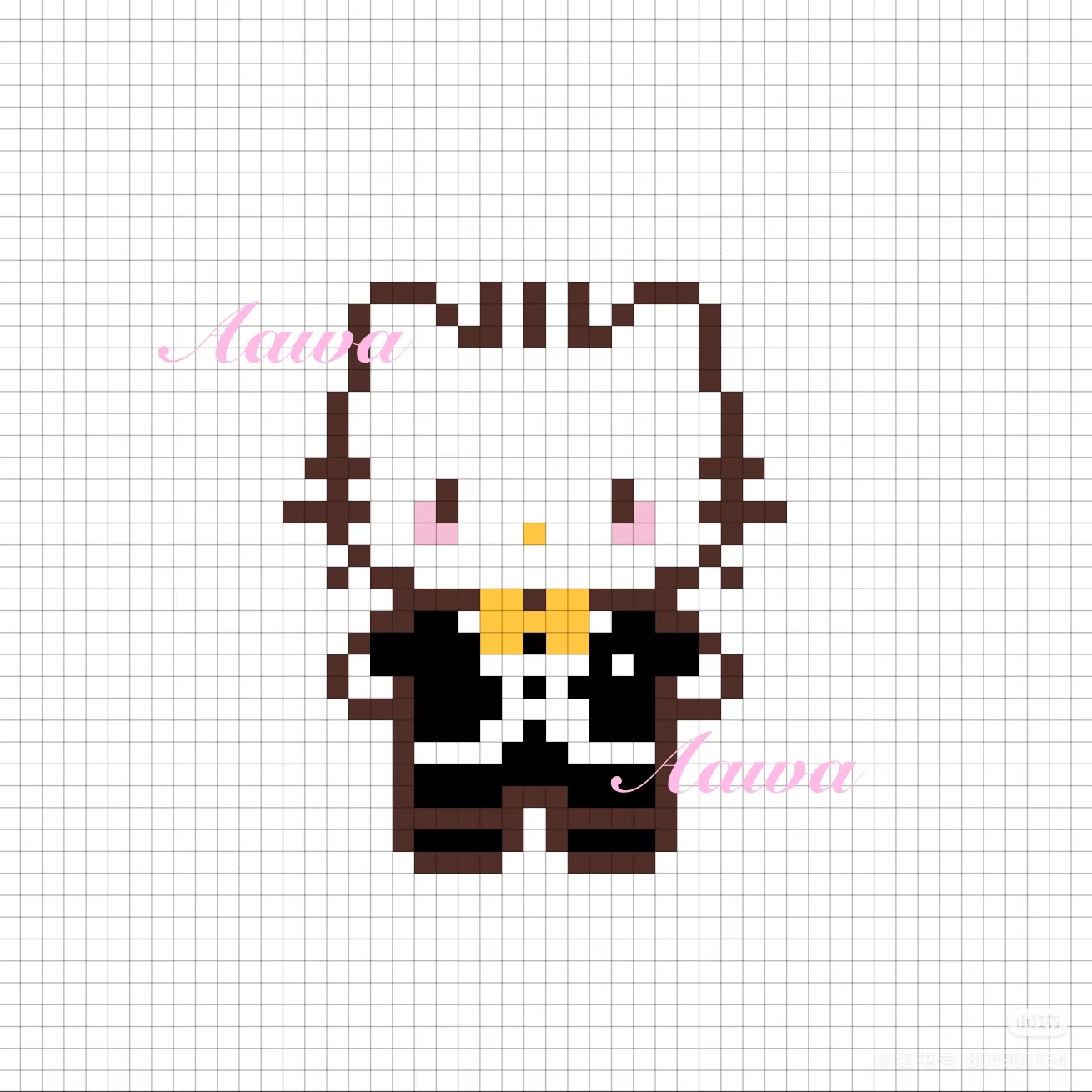 拼豆图纸加色号 hello kitty情侣款