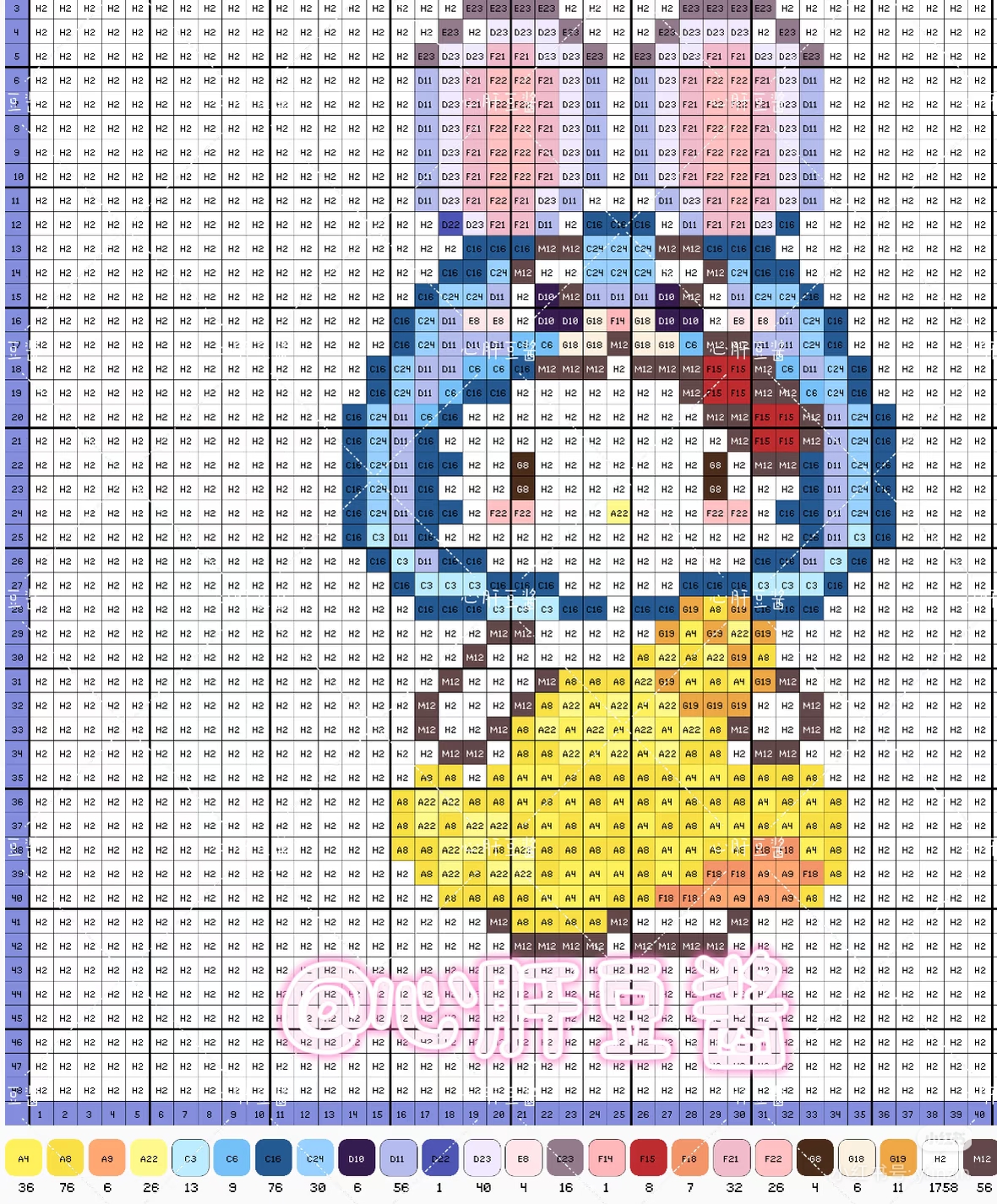 拼豆图纸加色号 hello kitty情侣款