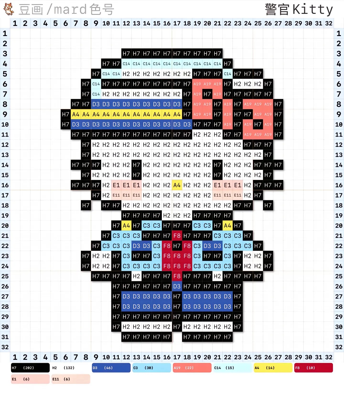 拼豆图纸 HelloKitty