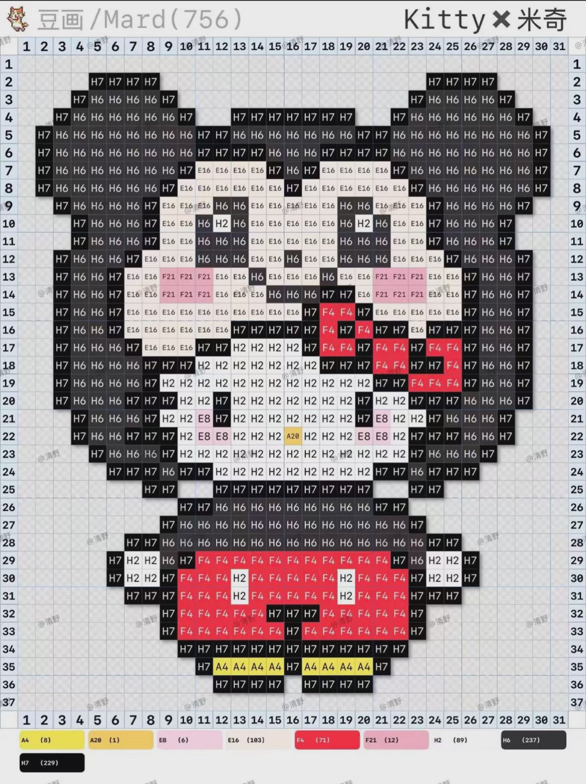 拼豆图纸 HelloKitty