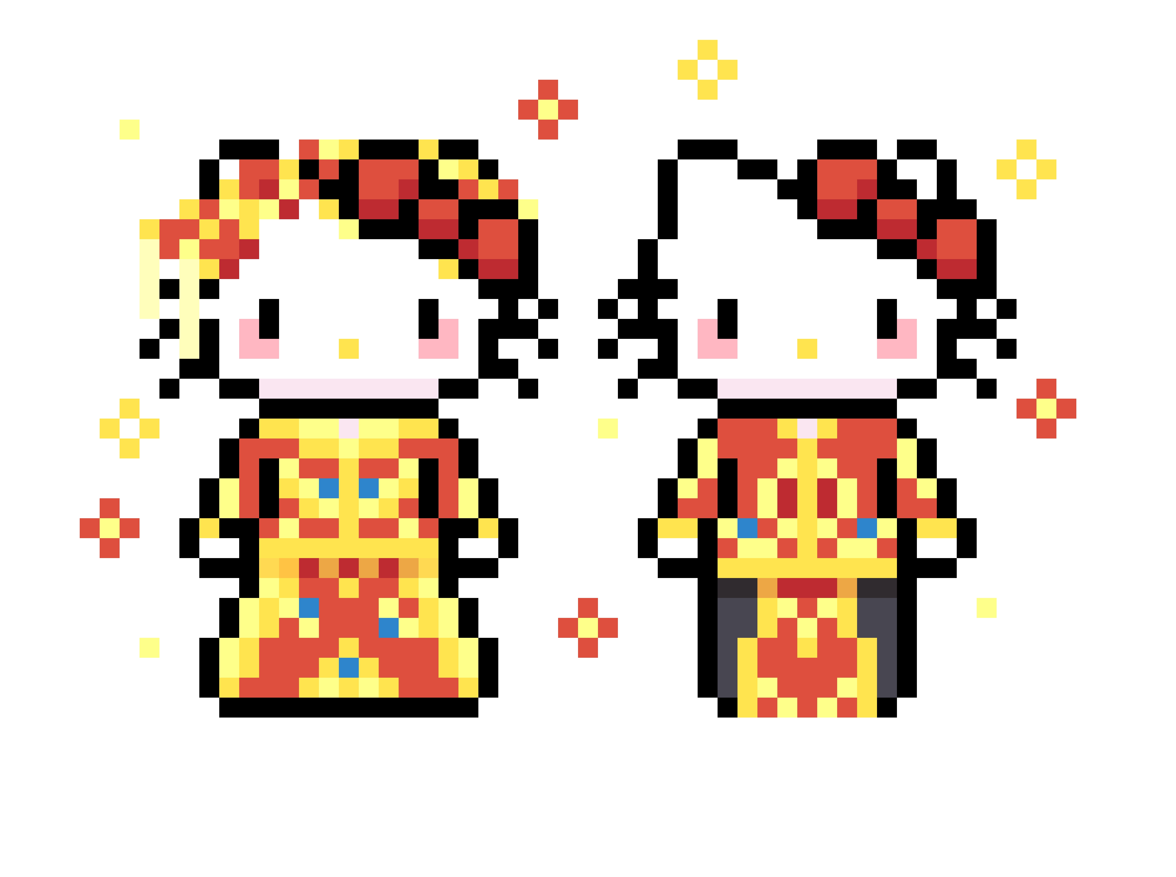 拼豆图纸加色号 hello kitty情侣款