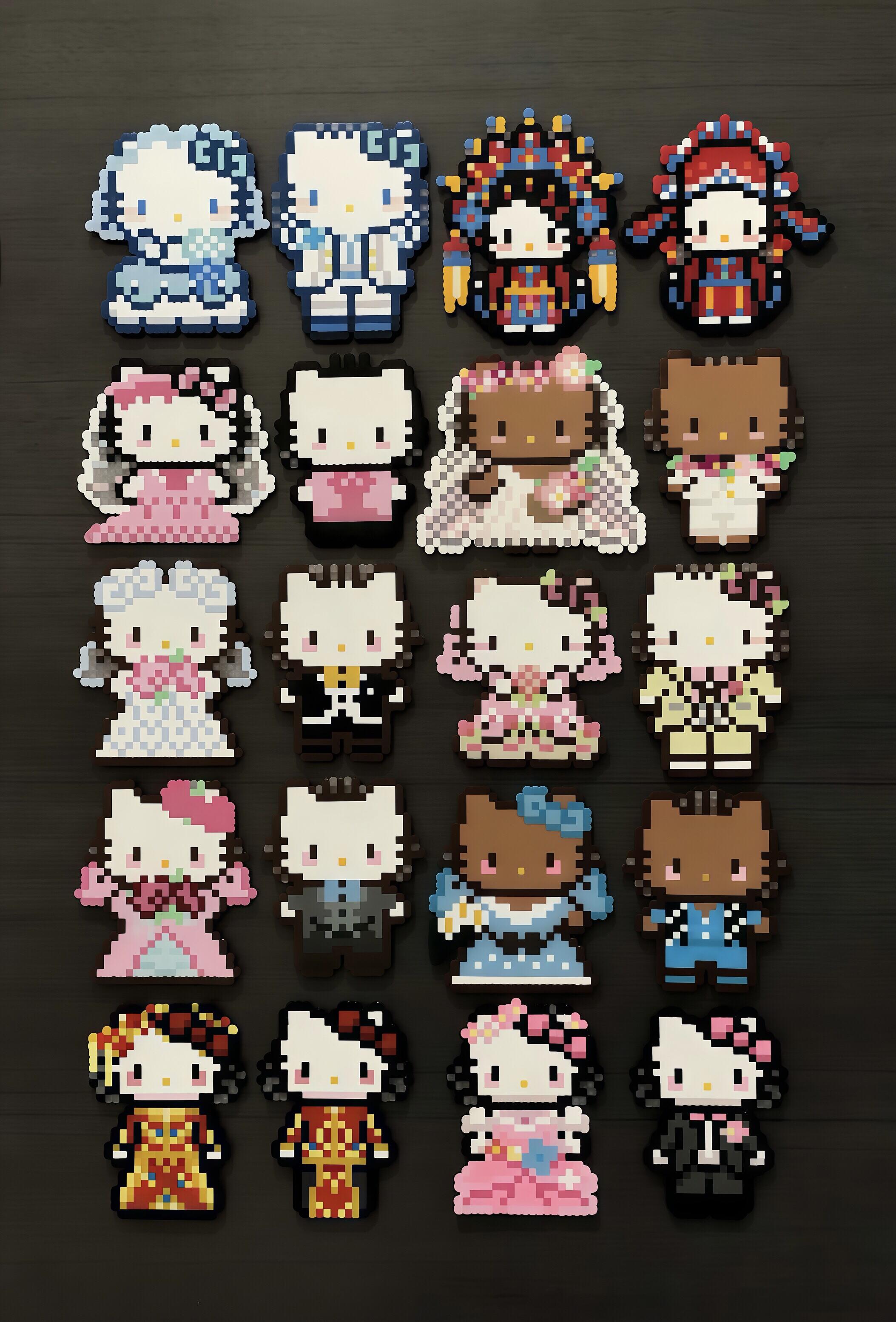 拼豆图纸加色号 hello kitty情侣款