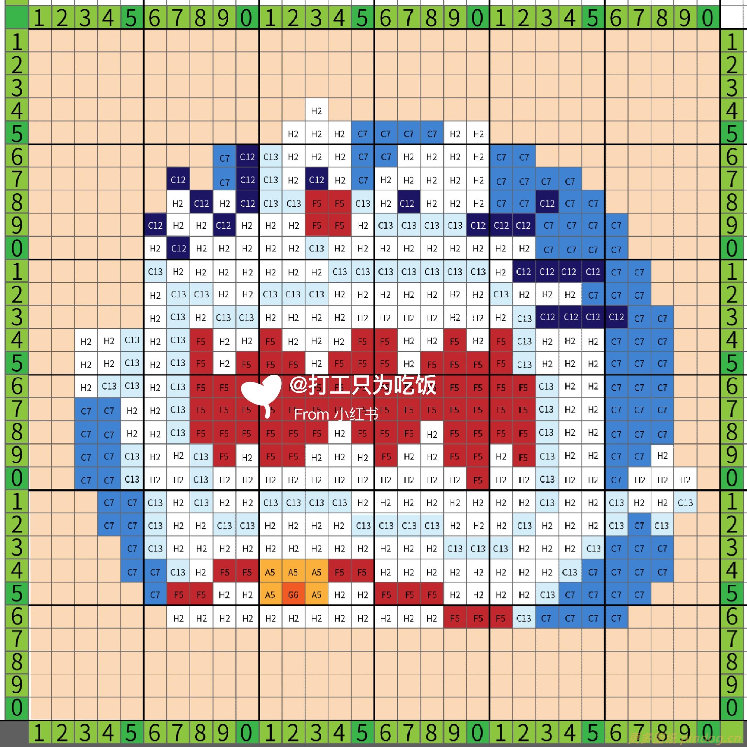 拼豆图纸童年动画哆啦A梦生气版