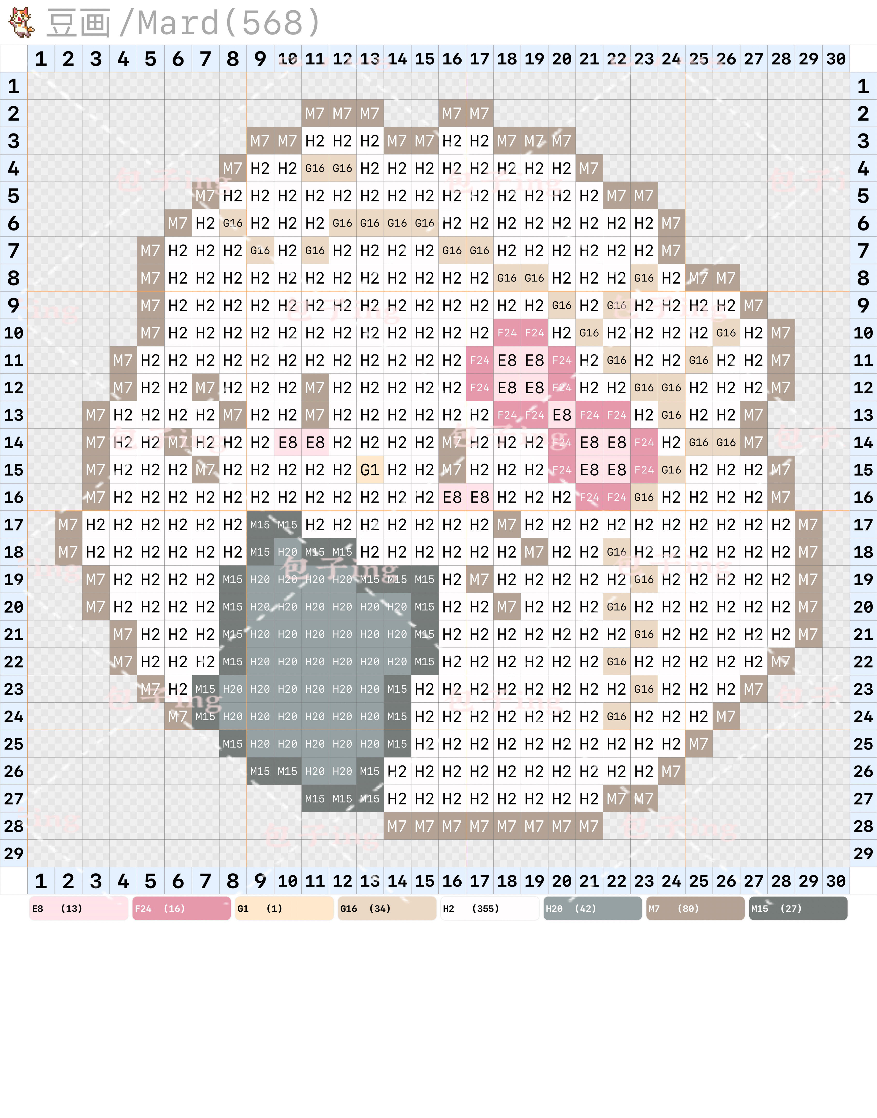 hellokitty拼豆图纸小型迷你版32x32小图