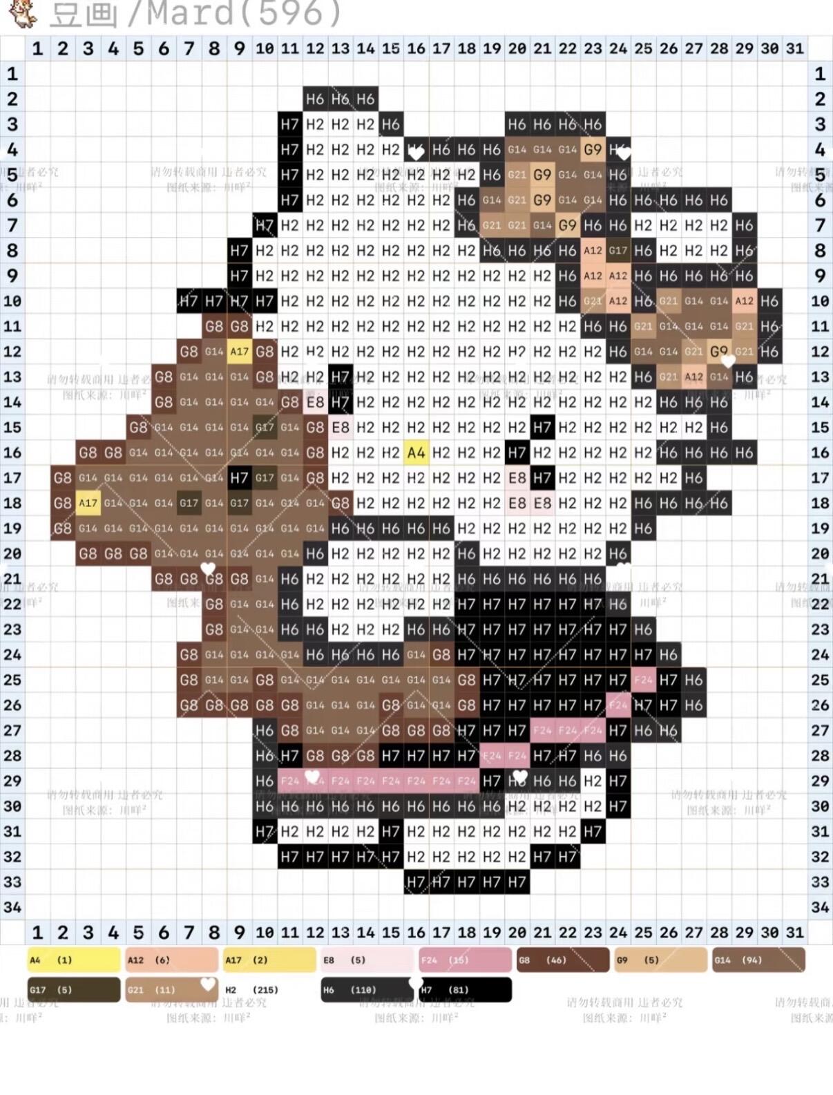 hellokitty拼豆图纸小型迷你版32x32小图