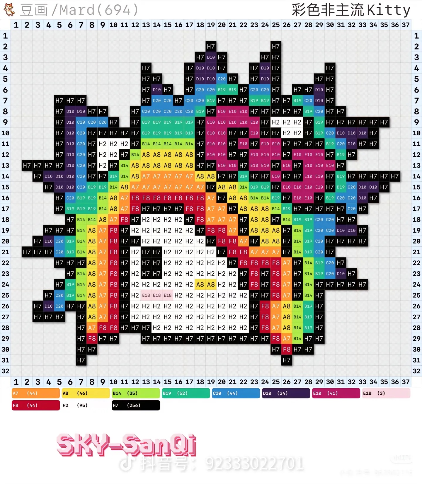拼豆图纸 HelloKitty