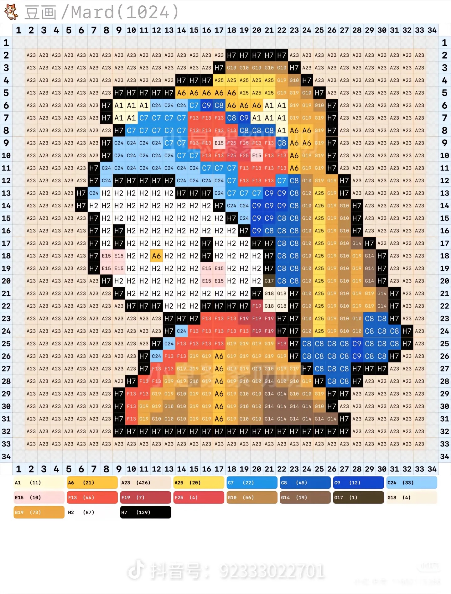 拼豆图纸 HelloKitty