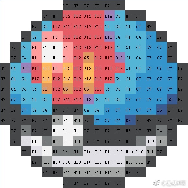 宝可梦拼豆图纸 精灵球（色号Mard）