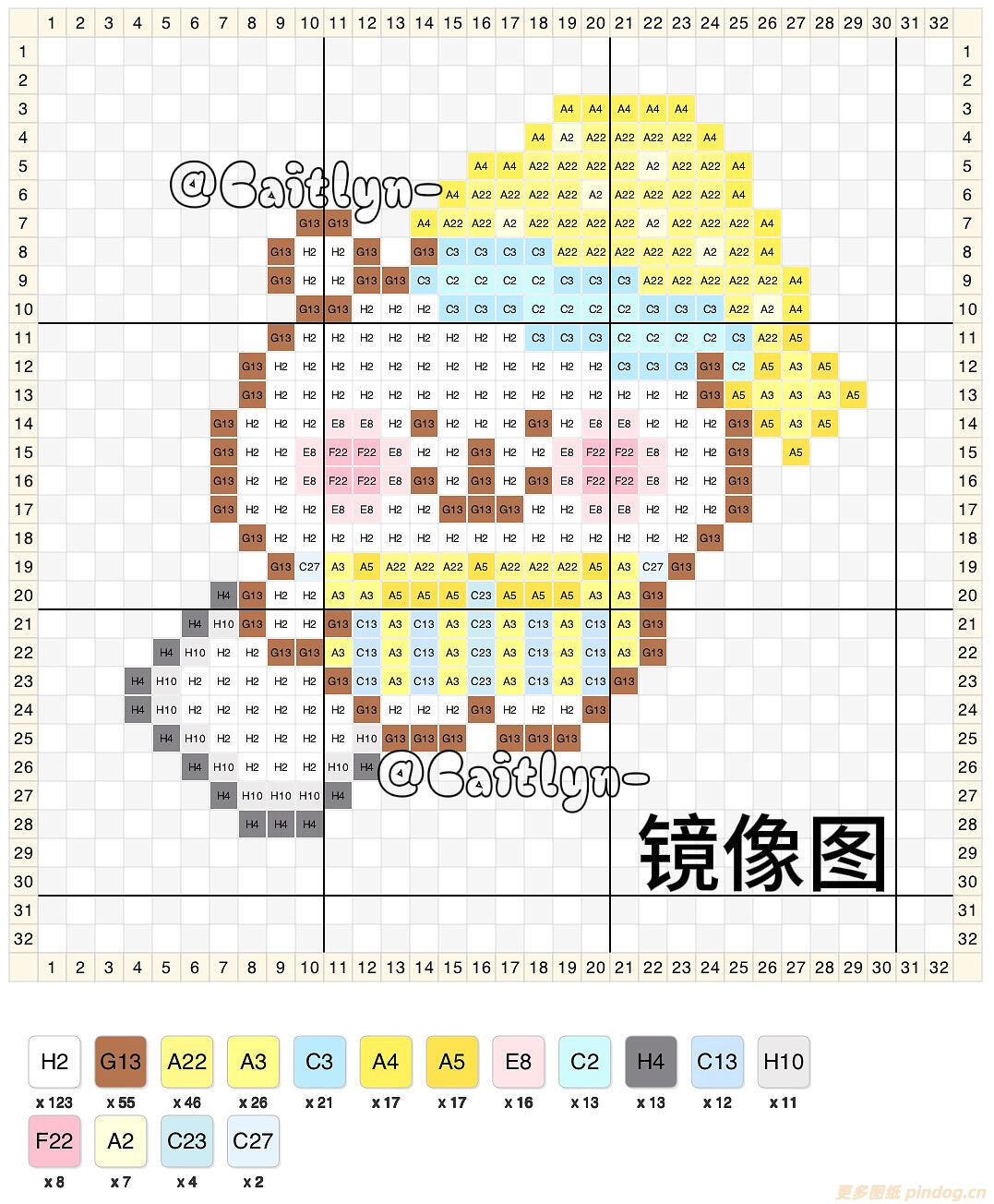 自嘲熊拼豆图纸小图32x32
