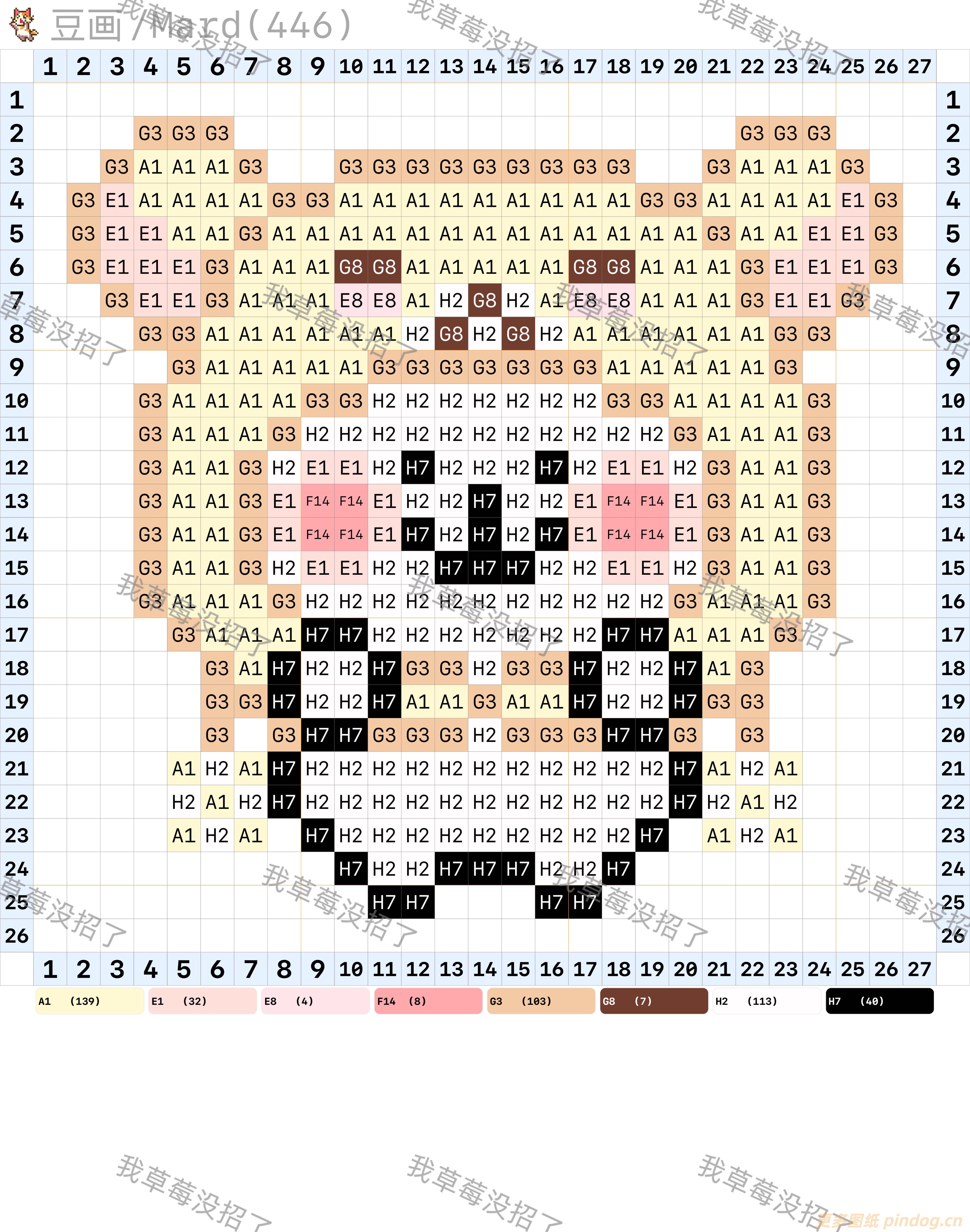自嘲熊拼豆图纸小图32x32