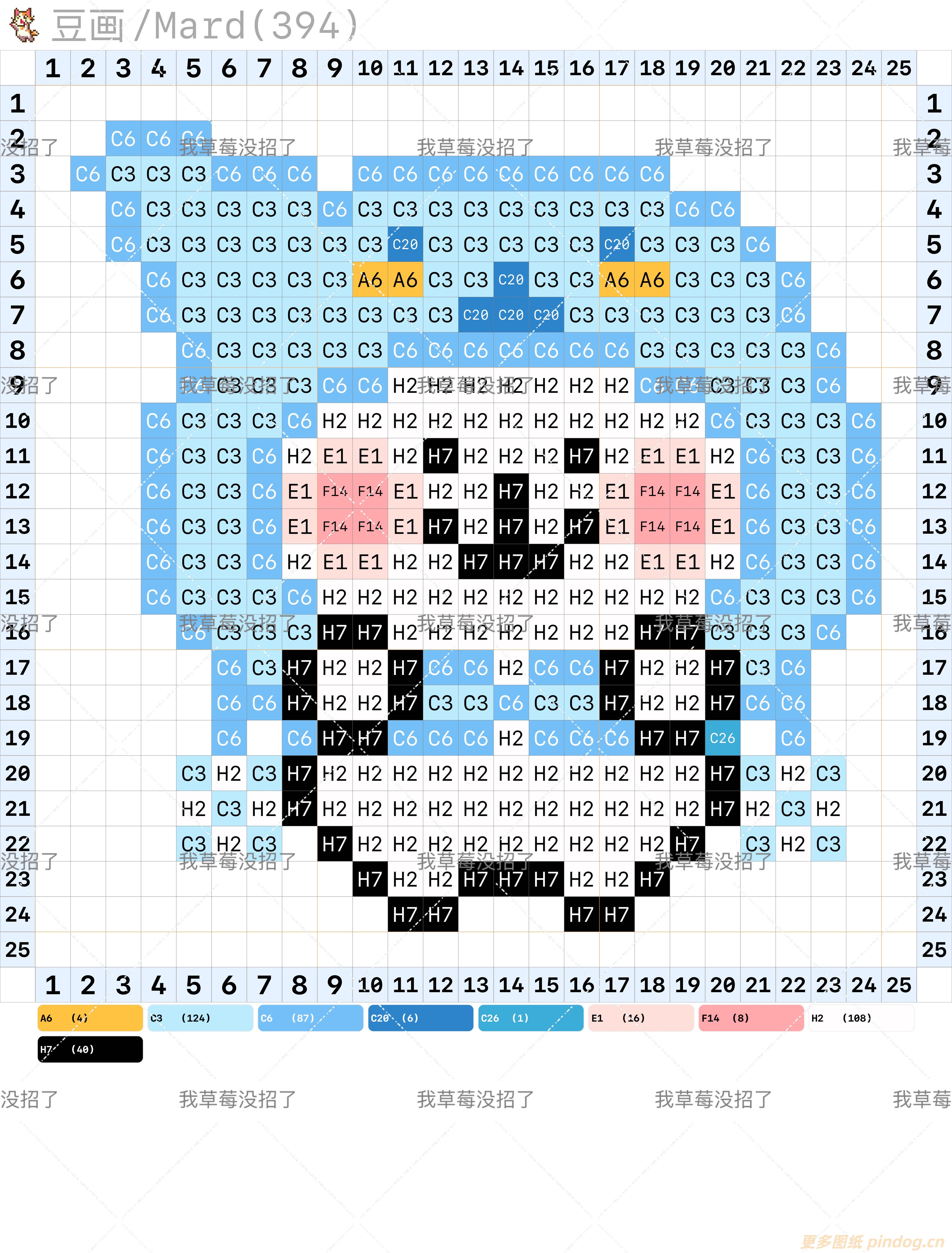 自嘲熊拼豆图纸小图32x32